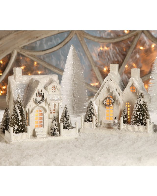 Large Ivory Cottages, Set of 2